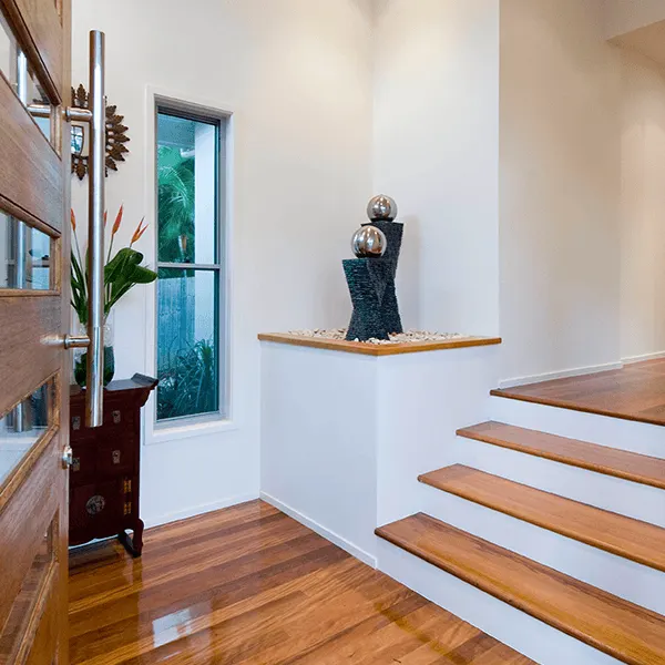Entry with timber steps and landing